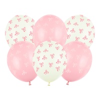Globos de látex de lazos rosas de 30 cm - 6 unidades