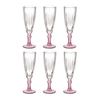 Copa de 170 ml para cava con base color rosa - 6 unidades