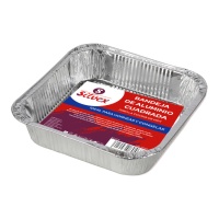 Envase de aluminio desechable rectangular con tapa de 14,5 x 12 x 4,8 cm - 9 unidades