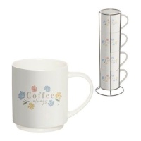 Taza de 275 ml Flores apilables - DCasa - 4 unidades