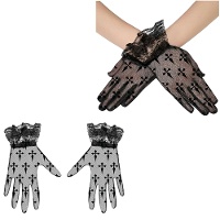 Guantes cortos con cruces negro de 22 cm
