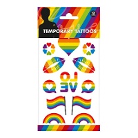 Tatuajes temporales de Pride surtidos - 1 hoja