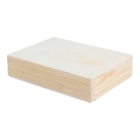 Caja madera de pino macizo rectangular de 15 x 11 x 3,5 cm - 1 unidad