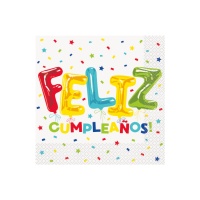 Servilletas de Feliz Cumpleaños de 16,5 x 16,5 cm - 16 unidades