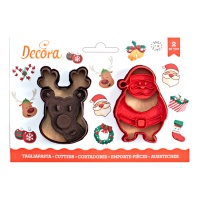 Cortadores con forma de Papá Noel y reno - Decora - 2 unidades