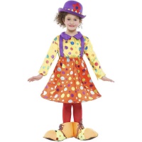 Disfraz de payaso con topos colorido para niña
