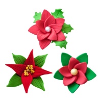 Figuras de azúcar de Flor de Navidad de 7 cm - Dekora - 15 unidades