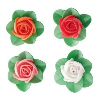 Obleas de flores de rosa de 4 cm - Dekora - 100 unidades