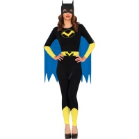Disfraz de héroe murciélago de capa azul para mujer