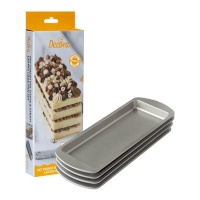 Moldes rectangulares para layer cake de acero de 31 x 12 cm - Decora - 4 unidades