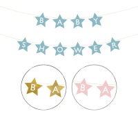 Guirnalda de Baby Shower con estrellas de 2,9 m - 1 unidad