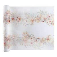 Camino de mesa de 36 cm de flores rosa - 3 m