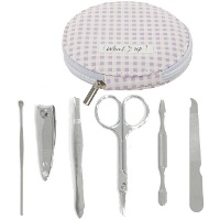 Juego de manicura de Vichy lila redondo - 6 unidades