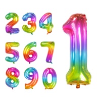 Globo de número arcoíris de 81 cm - Folat