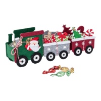 Tren de Papá Noel con vagones de fieltro con caramelos de 27 cm