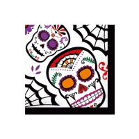 Servilletas de Día de los Muertos de 16,5 x 16,5 cm - 12 unidades