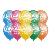 Globos de Feliz Cumpleaños de colores de 30 cm - 10 unidades