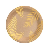 Platos de hojas doradas de 23 cm - Maxi Products - 6 unidades