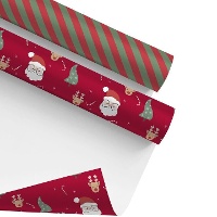 Papel de regalo de Papá Noel o rayas de 5 x 0,70 m - 1 unidad