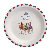 Platos de Reyes Magos blanco de 18 cm - 8 unidades