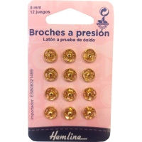 Botones a presión de 0,9 cm dorados - Hemline - 12 pares