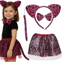 Conjunto de leopardo rosa infantil