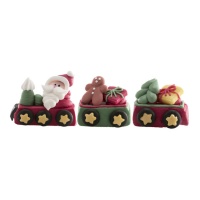 Figuras de azúcar de Papá Noel en tren en 3D - Dekora - 36 unidades