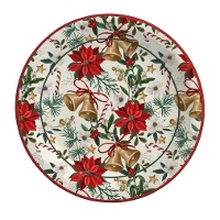 Platos de flor de Navidad y campanas de 23 cm - 6 unidades