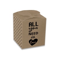 Caja de cartón cuadrada de All you need is Love kraft - 12 unidades