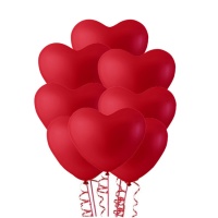 Globos de látex sólido rojo de 25 cm de corazón - Globos Nordic - 6 unidades