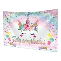 Mural decorativo de unicornio encantado de 1,20 x 0,68 m
