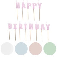 Velas de Happy Birthday blanco de 2,5 cm - PartyDeco - 13 unidades