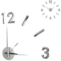 Reloj de pared adhesivo con bisel cromado plata de 60 cm - DCasa