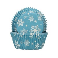 Cápsulas para cupcakes con copos de nieve azules - FunCakes - 48 unidades