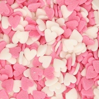 Sprinkles de corazones rosas y blancos de 60 g - FunCakes