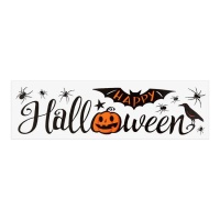 Pegatina de Halloween para pared con calabaza y murciélago de 56 x 15 cm - 1 hoja