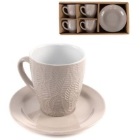 Taza de café de 220 ml hojas beige - DCasa - 4 servicios
