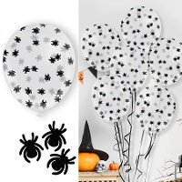 Globos de látex con confeti de araña - 10 unidades
