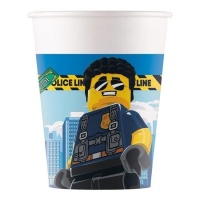 Vasos de Lego Policía de cartón compostable de 200 ml - 8 unidades