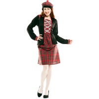 Disfraz de escocés rojo con gorro para mujer
