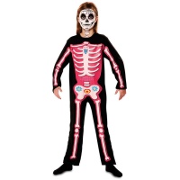 Disfraz de esqueleto rosa para niña