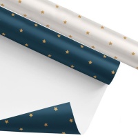 Papel de regalo de estrellas doradas de 2,00 x 0,70 m - 1 unidad