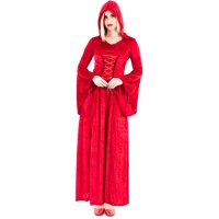 Disfraz de reina roja con capucha para mujer
