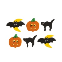 Figuras de azúcar de calabazas, murciélagos y gatos - Decora - 6 unidades