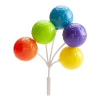 Topper para tarta de balones de fútbol de colores de 12 cm - 36 unidades