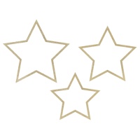 Colgante decorativo de madera con forma de estrella con purpurina - 3 unidades