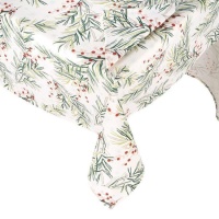 Mantel de tela con flores de bayas rojas de 1,50 x 3,00 m con 10 servilletas