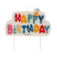 Vela de Happy Birthday de colores de 10 x 6 cm