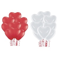 Globos de látex de 40 cm sólidos de corazón - PartyDeco - 6 unidades