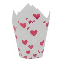 Cápsulas tulipán de papel para muffins de San Valentín - Azucren - 50 unidades
